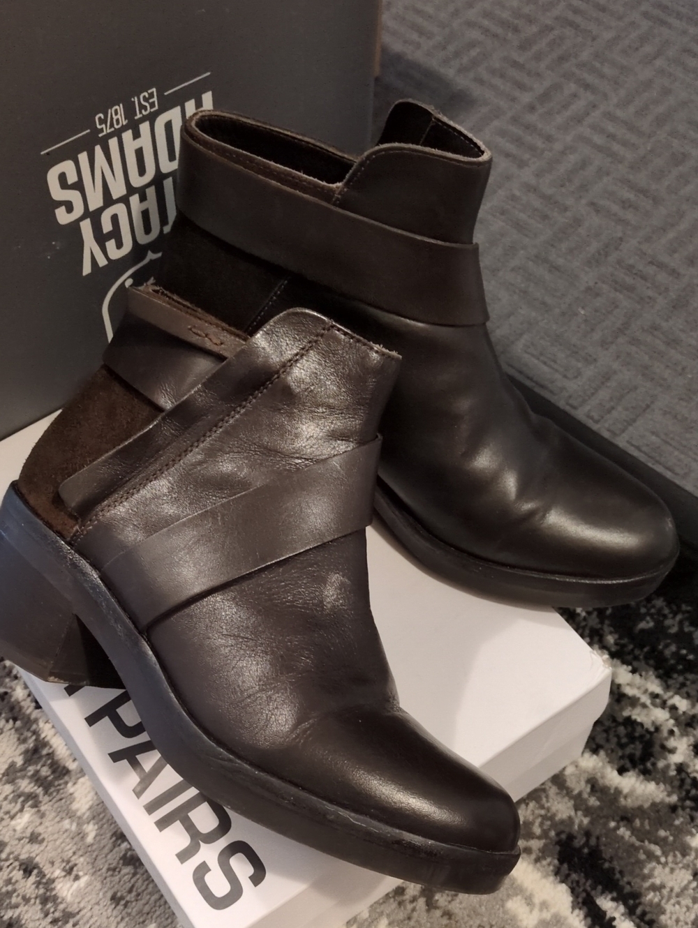 Geox Brown Leather Ankle Booties with Strap Detail